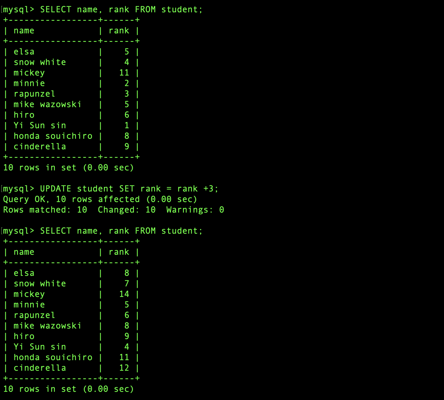 mysql record modify change