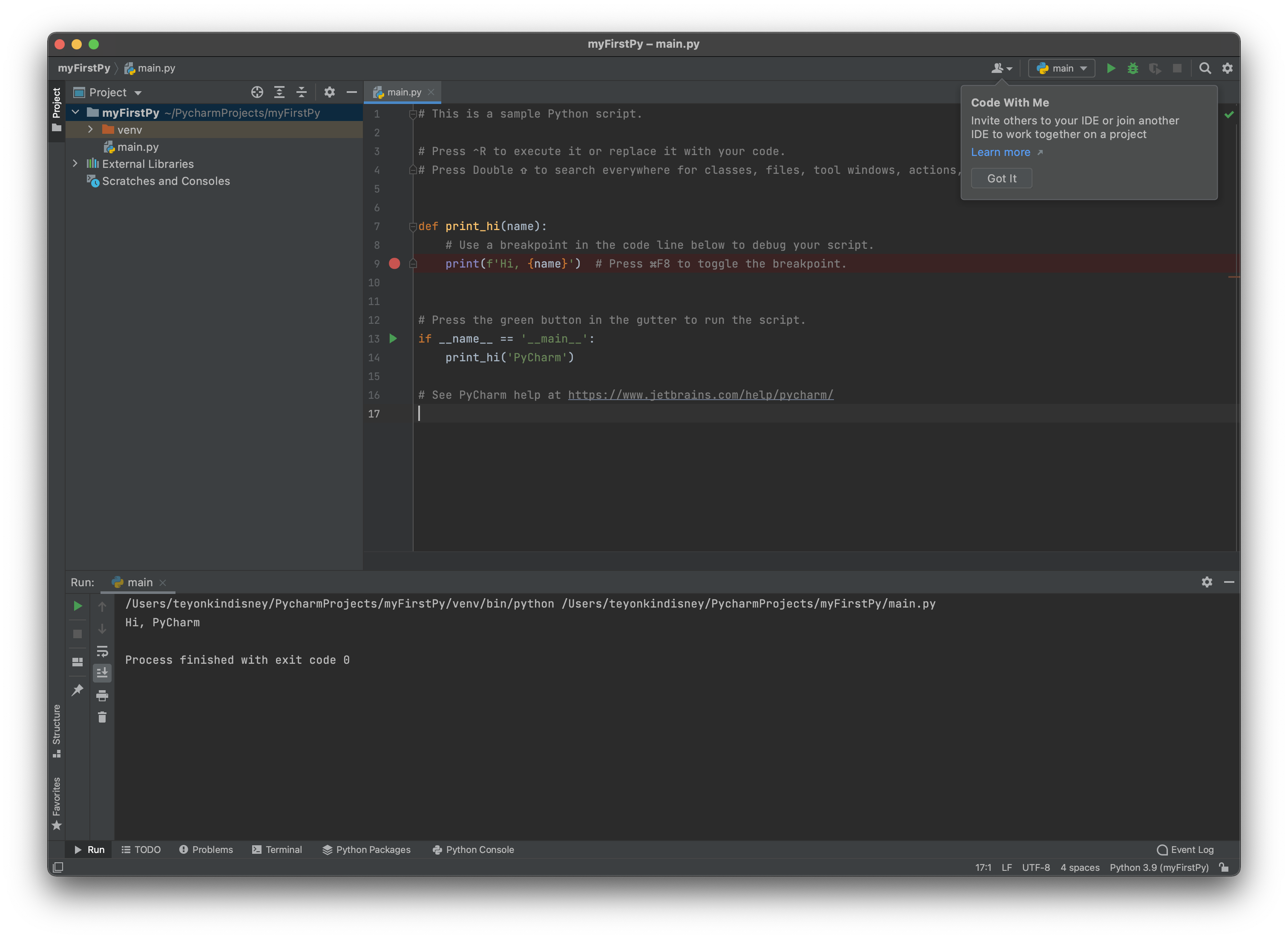 installing macos python editor pycharm