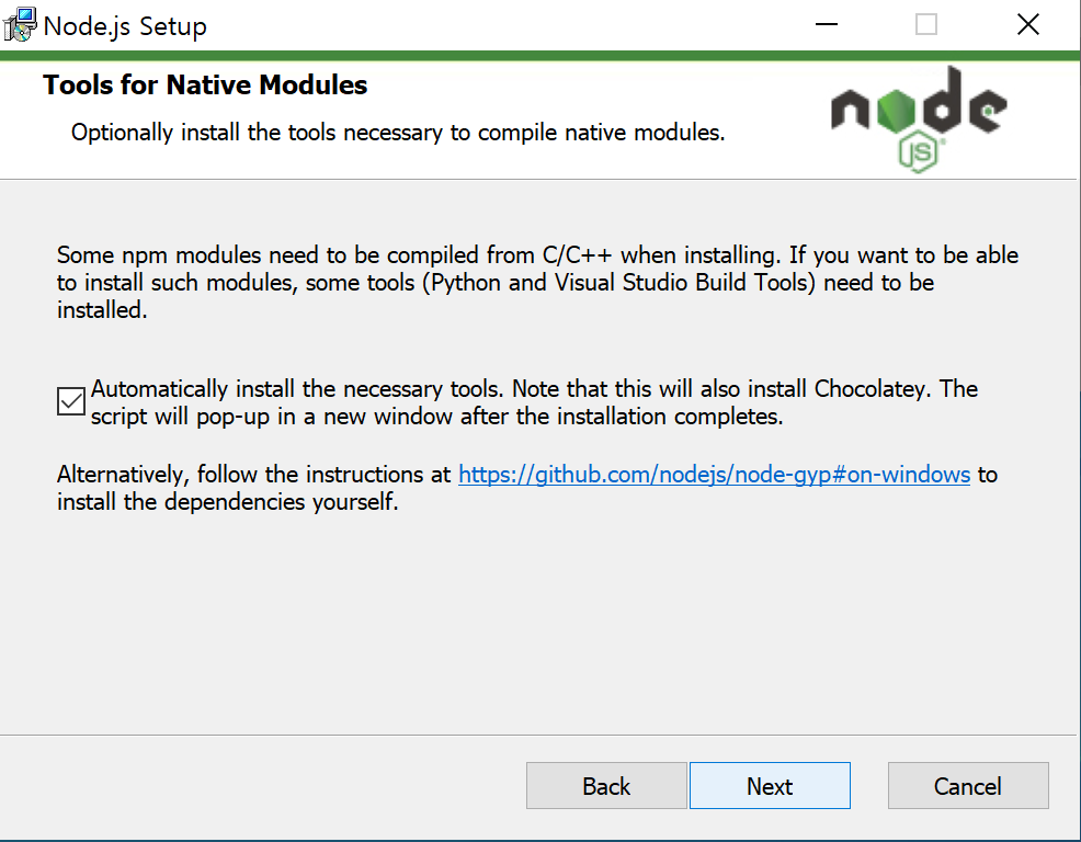 windows developemnt evironmentnodejs install