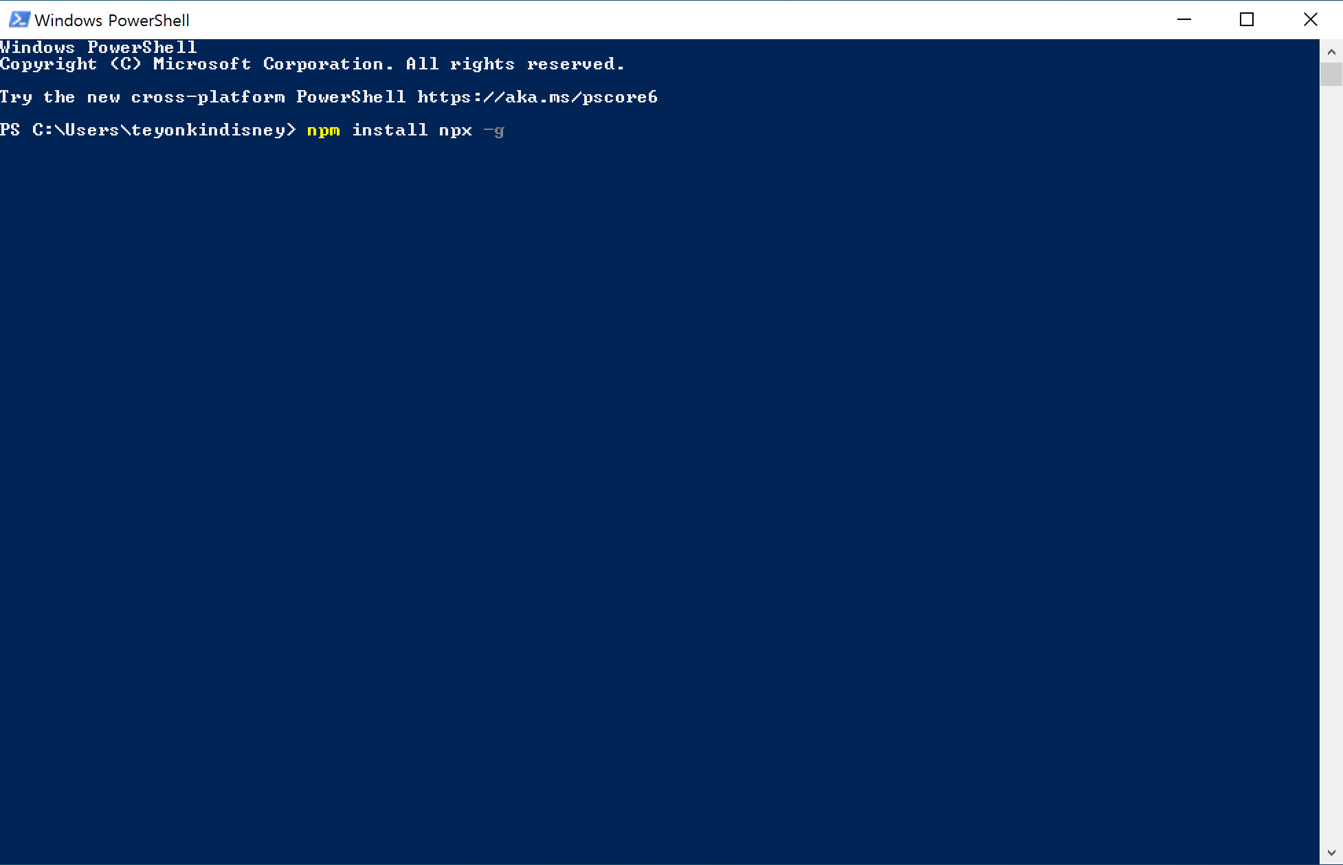 win power shell npx