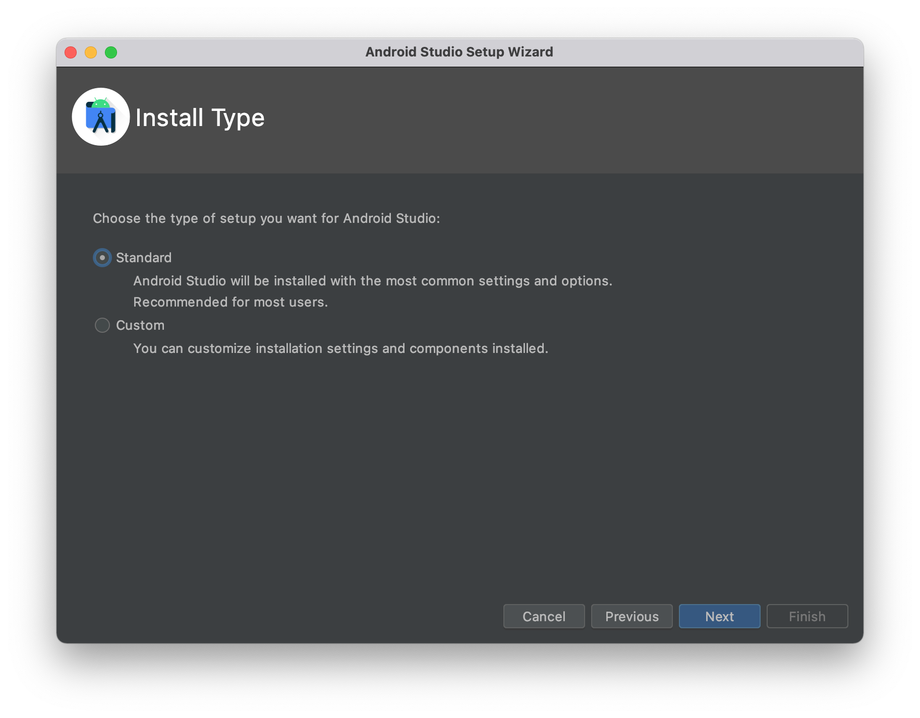 MacOS install android studio